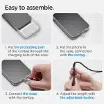 Spigen σετ λουράκι κινητού universal crossbody & wrist σκούρο μωβ - Image 15