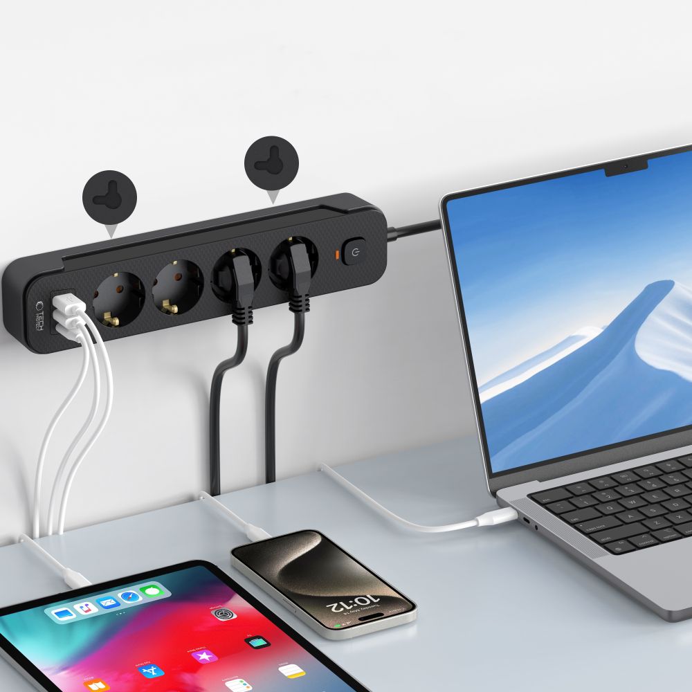 Tech-Protect Πρίζα PCL4X3 με 2 USB & 1 Type-C & 4 πρίζες 200CM μαύρη - Image 5