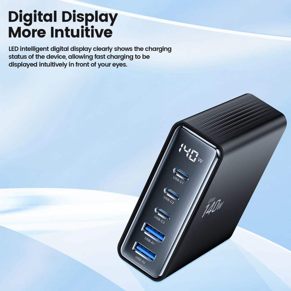Tech-Protect φορτιστής επιτραπέζιος 5 θυρών DC140W-GAN PD140W/QC3.0 μαύρος - Image 5
