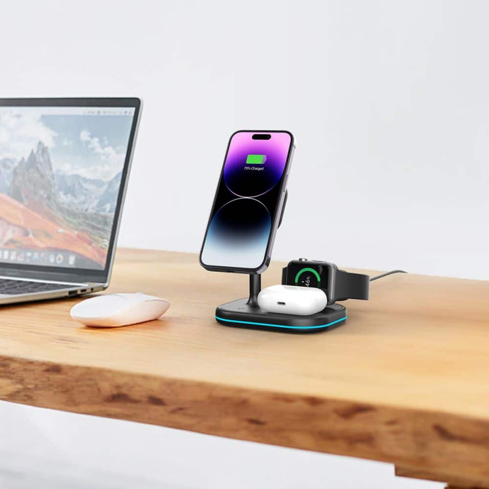 Tech-Protect QI15W-A27 3IN1 μαγνητικός MagSafe ασύρματος φορτιστής μαύρος - Image 6