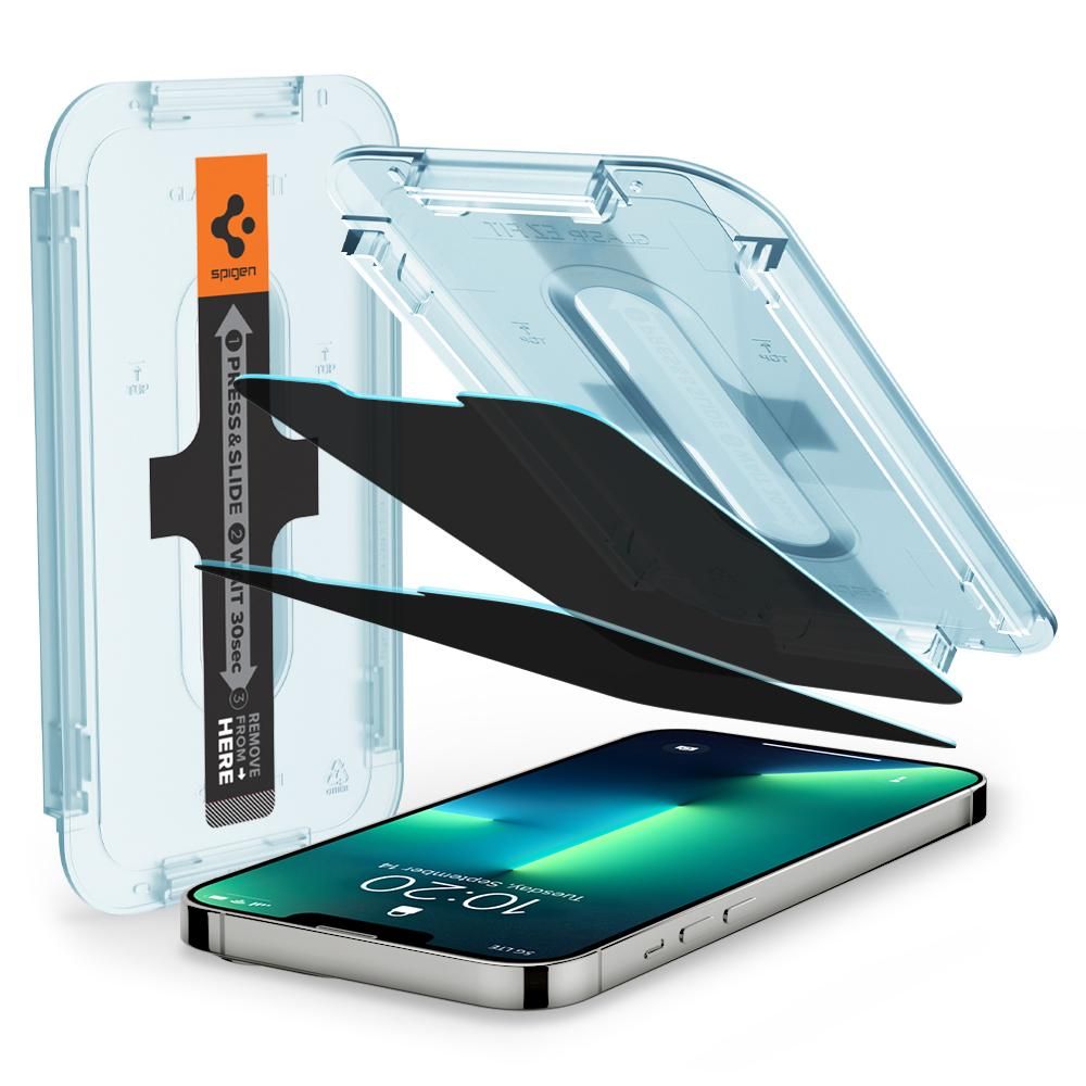 Spigen γυαλί προστασίας Glas.TR "EZ Fit" 2-pack για iPhone 13 Pro Max ιδιωτικότητα - Image 2