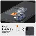Spigen - Optik.tR EZ Fit Pro Camera Glass (2 pack) - iPhone 16 / iPhone 16 Plus - Black - Image 7