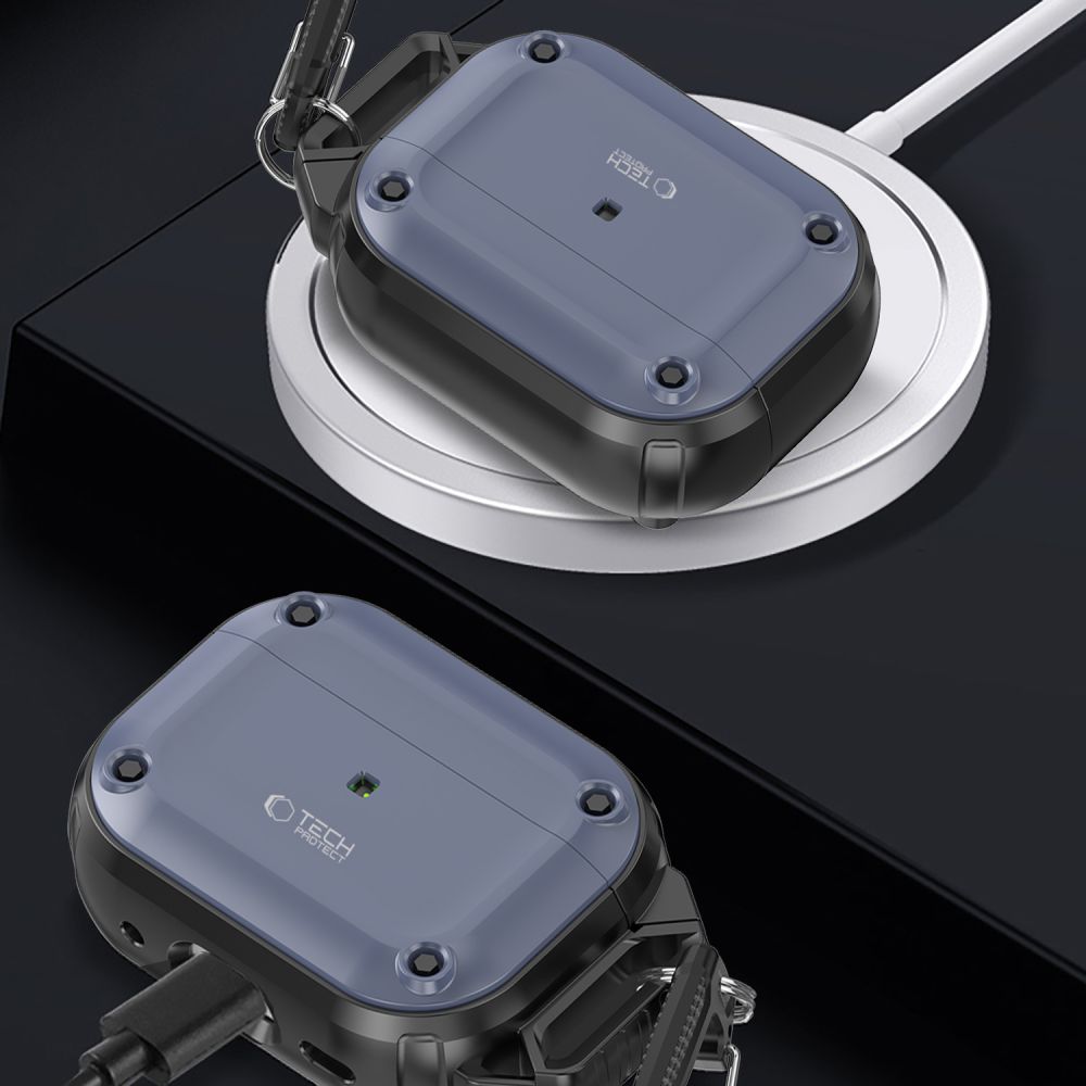 Tech-Protect Rough Hook Apple AirPods Pro 1 / 2 ατσάλινο μπλε - Image 7
