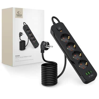 Tech-Protect Πρίζα PCL4X3 με 2 USB & 1 Type-C & 4 πρίζες 200CM μαύρη