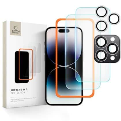 Tech-Protect γυαλί προστασίας Supreme Set 3-Pack iPhone 16 Pro διαφανές