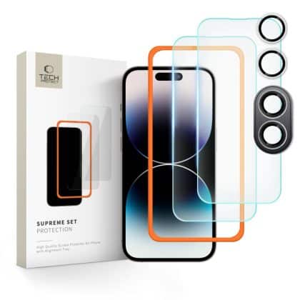 Tech-Protect γυαλί προστασίας Supreme Set 3-Pack iPhone 16 διαφανές