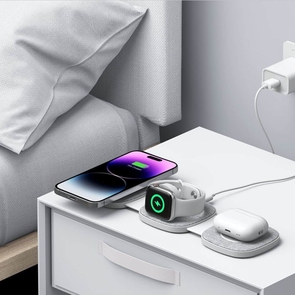 Tech-Protect Qi15W-A32 3in1 μαγνητικός MagSafe ασύρματος φορτιστής γκρι - Image 9