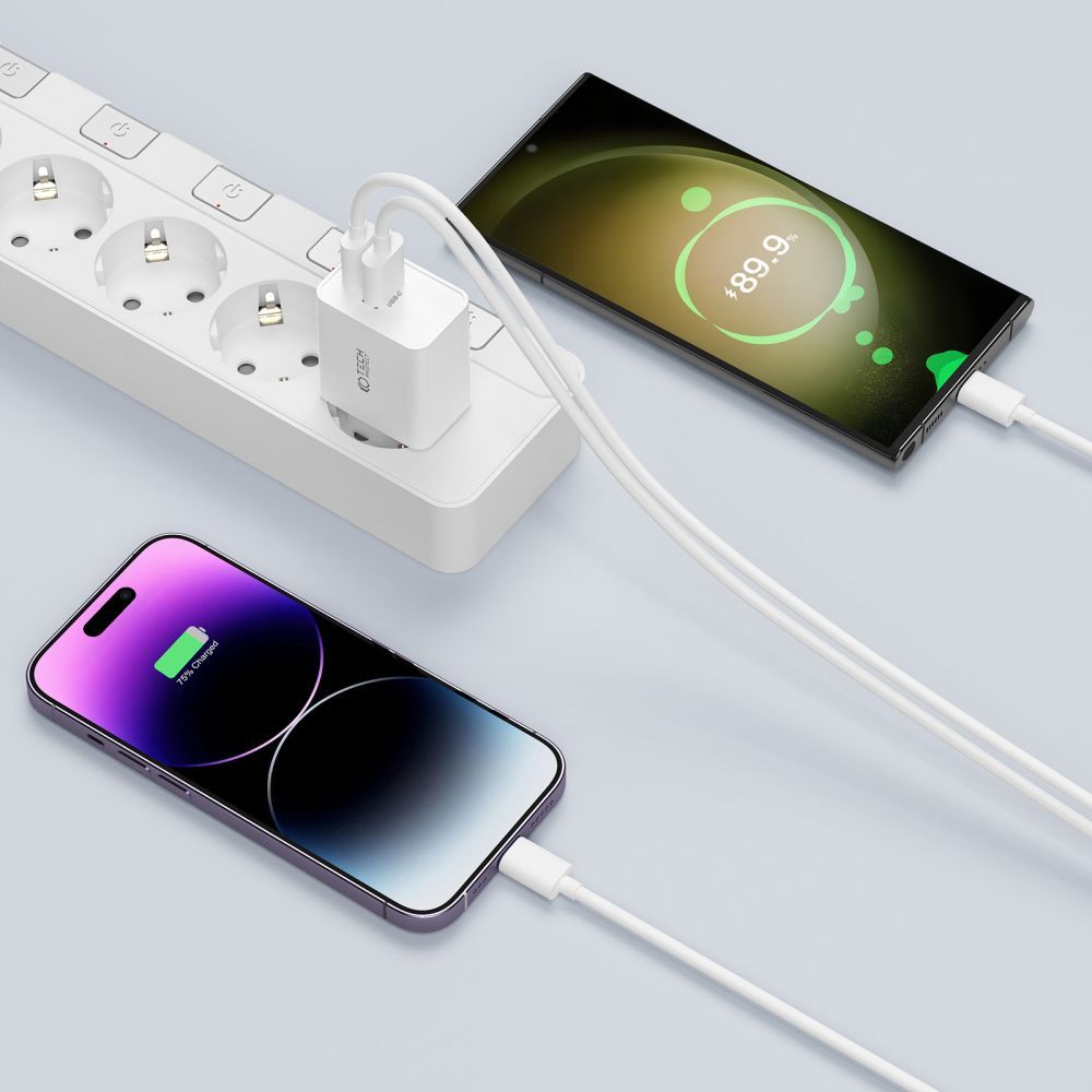 Tech-Protect C35W φορτιστής 2 θυρών PD35W + καλώδιο Lightning λευκό - Image 8
