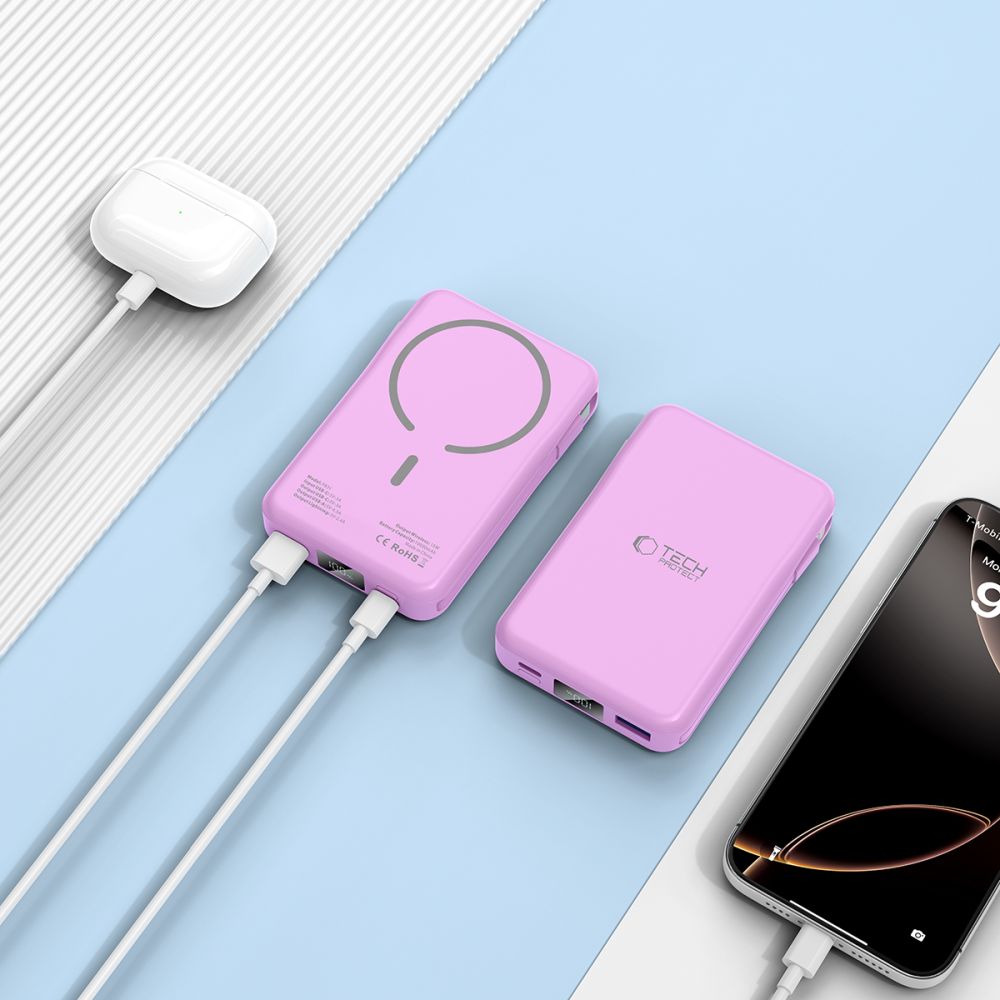Tech-Protect PB31 Lifemag Magsafe power bank 10000mAh λεβάντα - Image 7