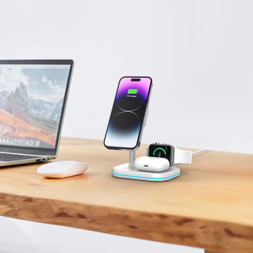 Tech-Protect 3 σε 1 μαγνητικός Magsafe ασύρματος φορτιστής 15W λευκός - Image 7