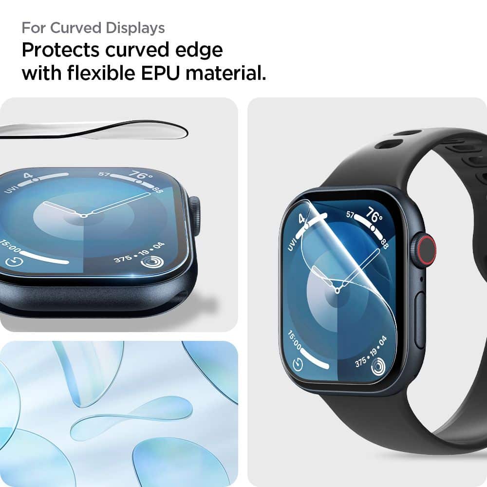Spigen υβριδικό γυαλί Elite Shield "EZ Fit" 2-pack Apple Watch 10 (42 mm) διαφανές - Image 9