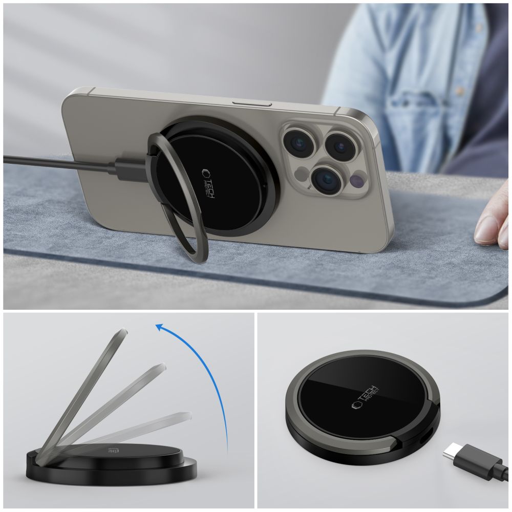 Tech-Protect Qi15W-A33 μαγνητικός Magsafe ασύρματος φορτιστής μαύρος - Image 9