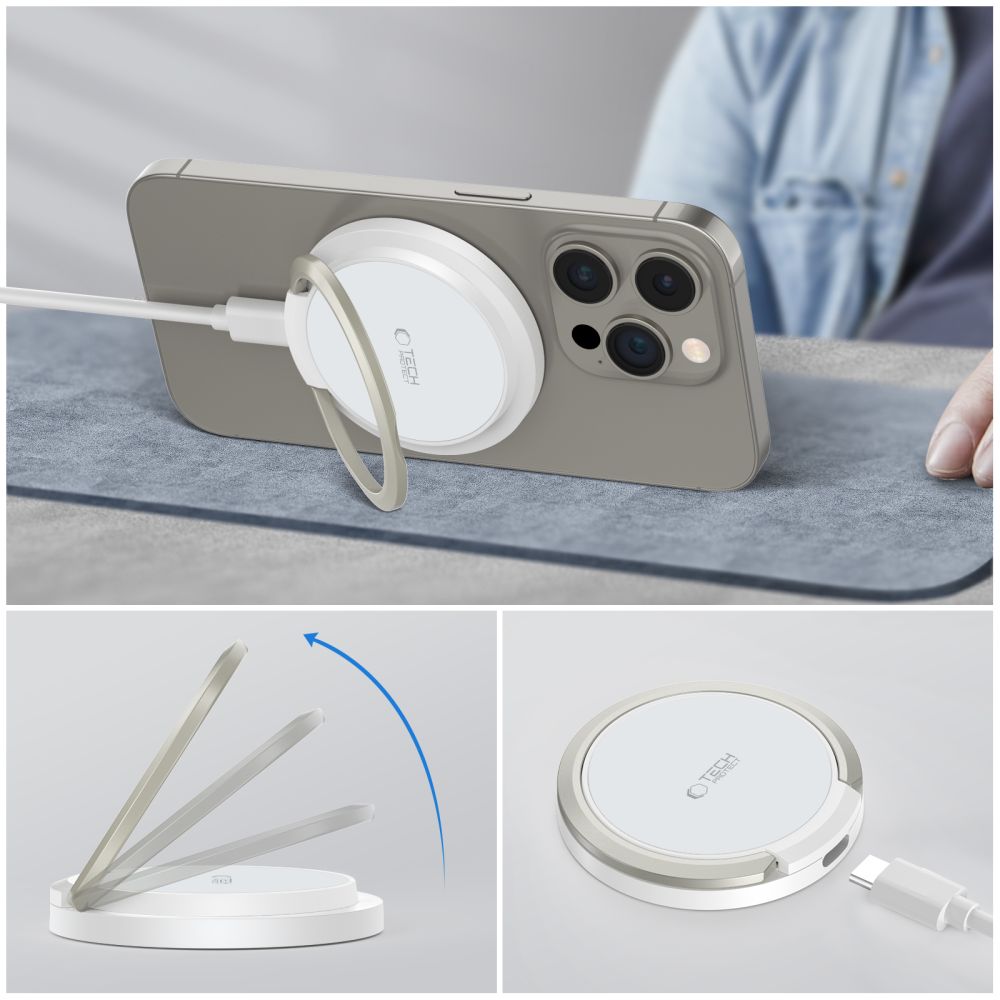 Tech-Protect ασύρματος φορτιστής MagSafe 15W A33 μαγνητικός λευκός - Image 9
