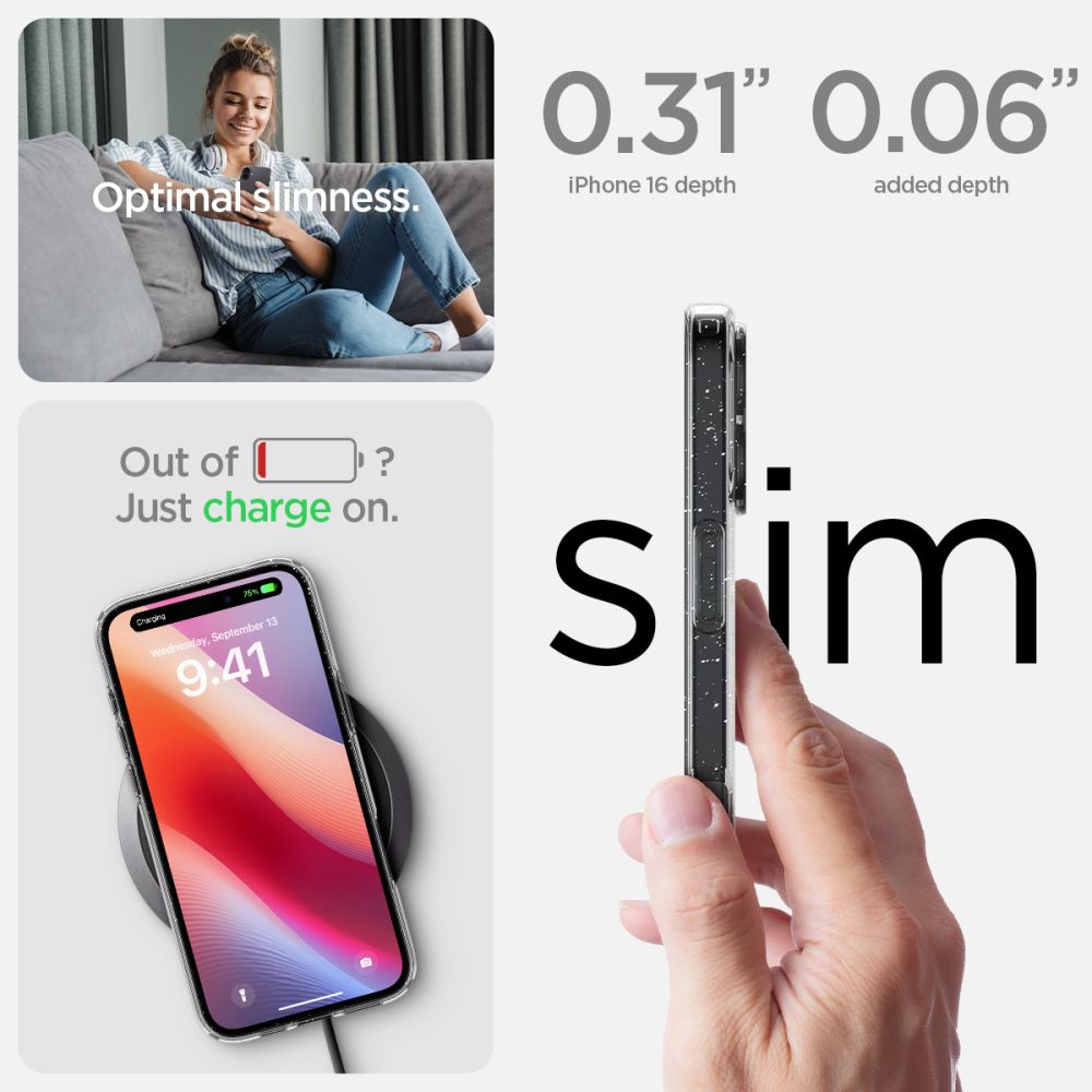 Spigen Liquid Crystal Glitter - θήκη για Apple iPhone 16 - Διάφανο - Image 9