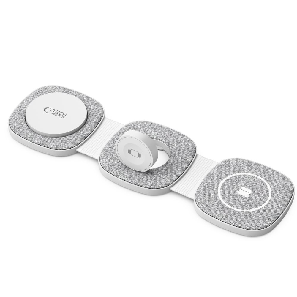 Tech-Protect Qi15W-A32 3in1 μαγνητικός MagSafe ασύρματος φορτιστής γκρι - Image 4