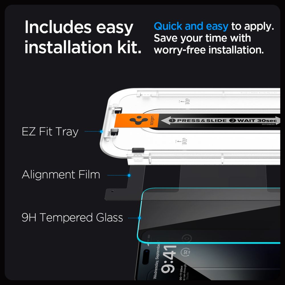 Spigen γυαλί προστασίας Glas.TR "EZ Fit" iPhone 15 Plus Privacy - Image 8