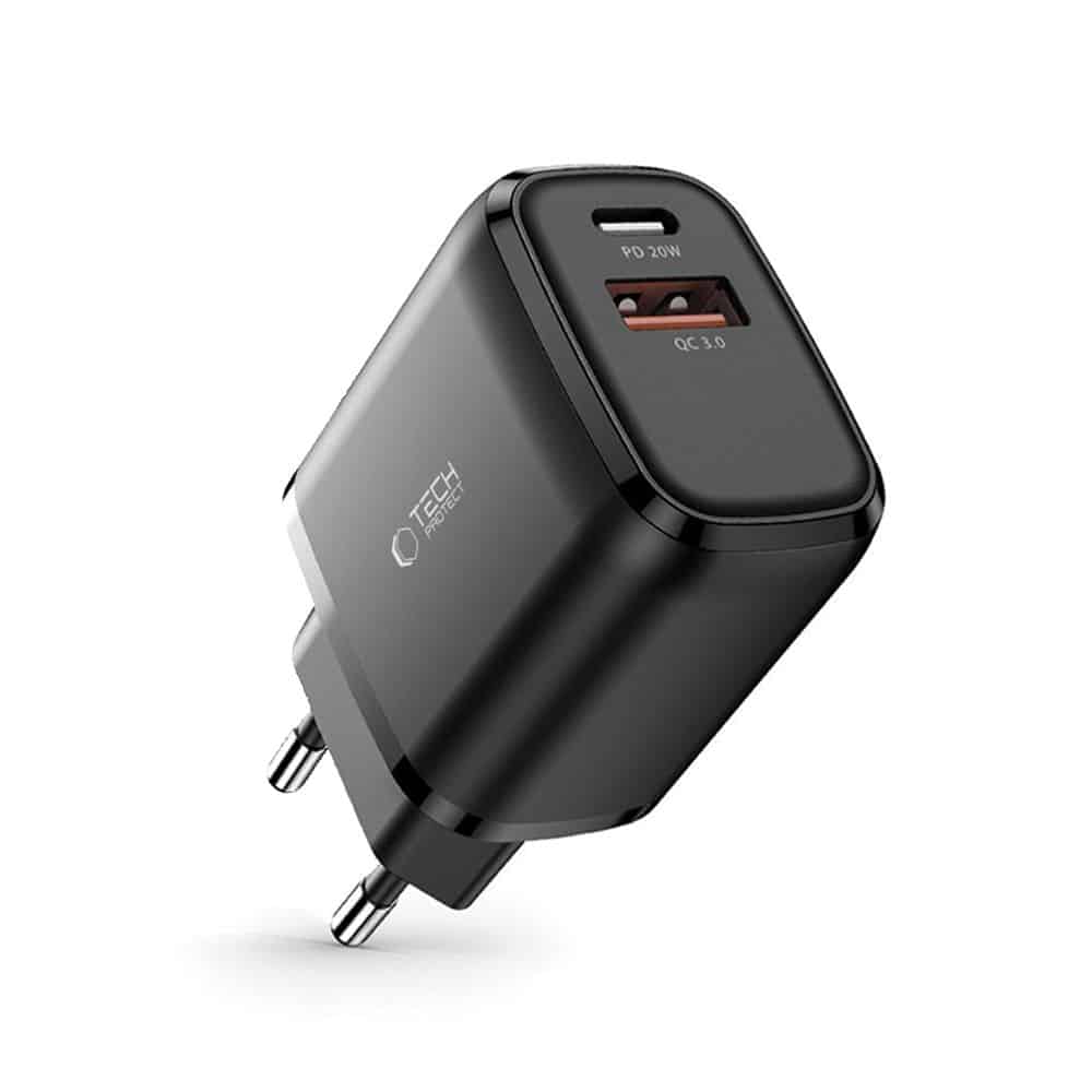 Tech-Protect C20W φορτιστής 2 θυρών PD20W/QC3.0 μαύρος - Image 2
