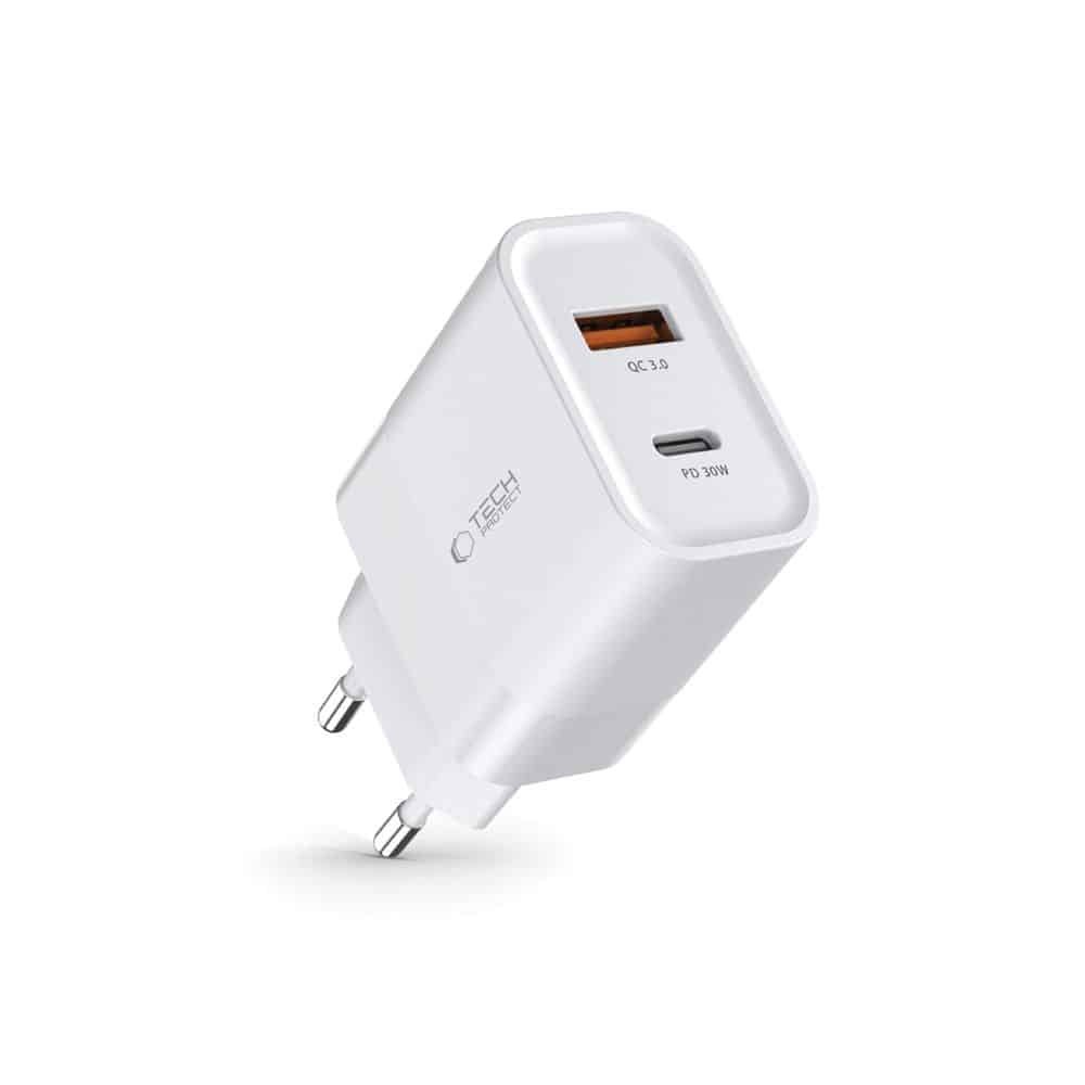 Tech-Protect C30W φορτιστής 2 θυρών PD30W/QC3.0 λευκός - Image 2