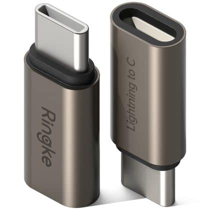 Ringke Lightning σε Type-C αντάπτορας με λειτουργία OTG, 480Mbps, 27W (σετ 2) - Gunmetal