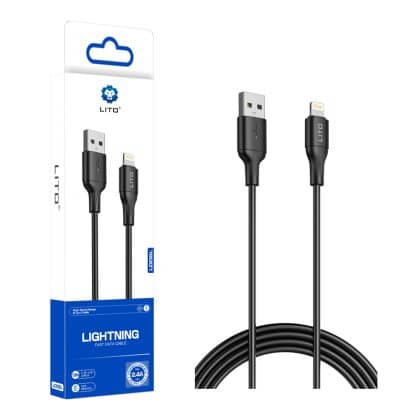 Lito Data cable with USB plugs, Lightning, 1m - Μαύρο