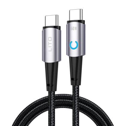 Lito Data cable με Type-C 60W, 1.2m - Μαύρο