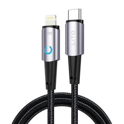 Lito καλώδιο δεδομένων με βύσμα Type-C Type-C, Lightning 30W, 1.2m - μαύρο
