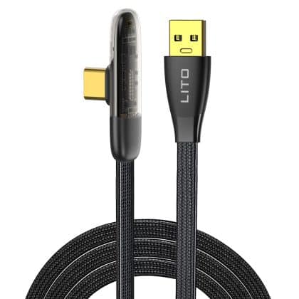 Lito καλώδιο δεδομένων με USB βύσματα, Type-C, 1m - μαύρο