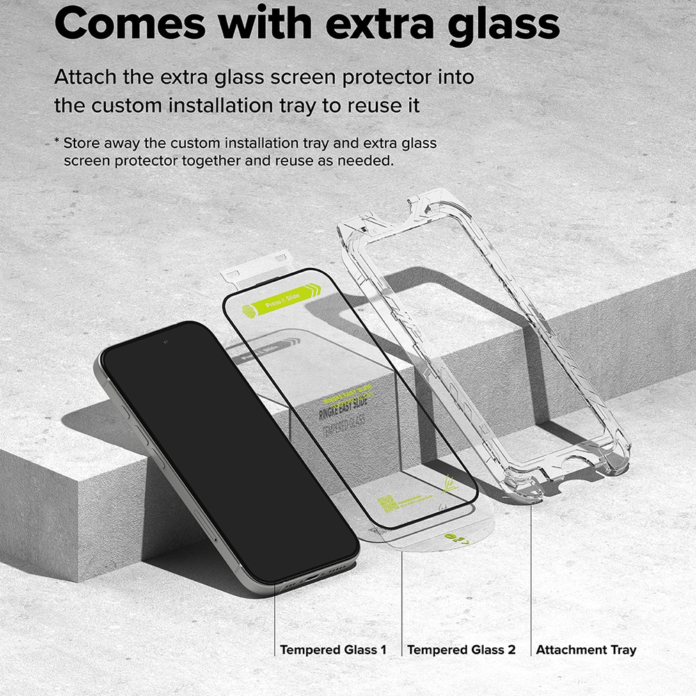 Ringke Προστασία Οθόνης για iPhone 16 Plus / iPhone 15 Plus (σετ 2) - Easy Slide Tempered Glass - Διαφανής - Image 3
