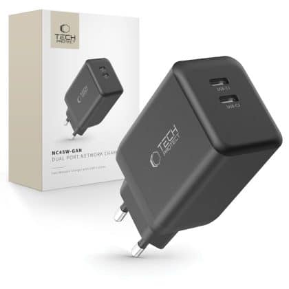 Tech-Protect φορτιστής δικτύου NC45W-GAN 2 θυρών PD45W μαύρος