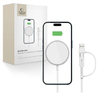 Tech-Protect ασύρματος φορτιστής MagSafe 15W μαγνητικός λευκός