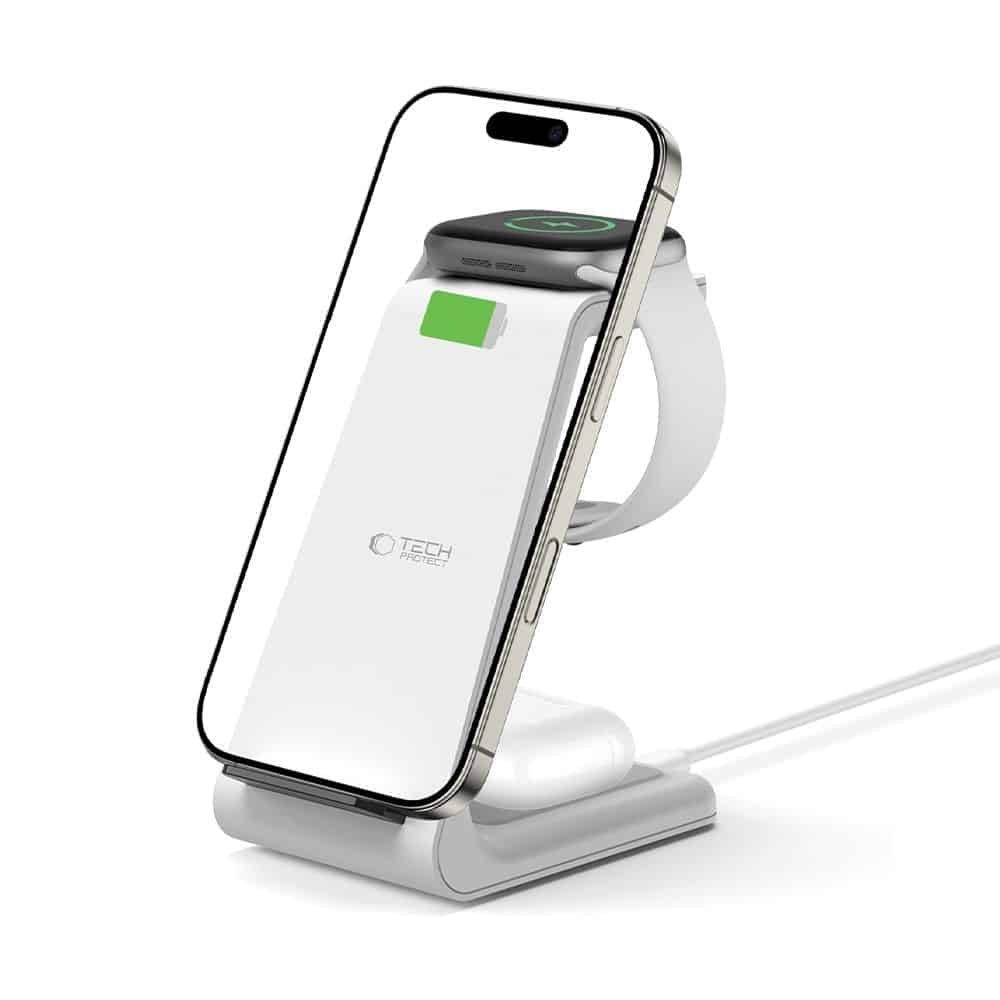 Tech-Protect 3 σε 1 ασύρματη φόρτιση QI15W-A36 για Apple λευκό - Image 2