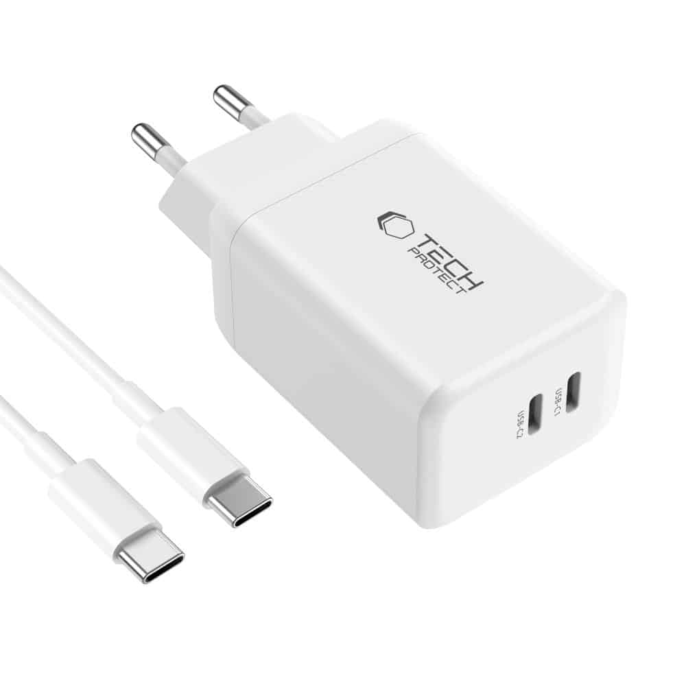 Tech-Protect φορτιστής δικτύου NC45W-GAN 2 θυρών PD45W + καλώδιο Type-C λευκό - Image 3