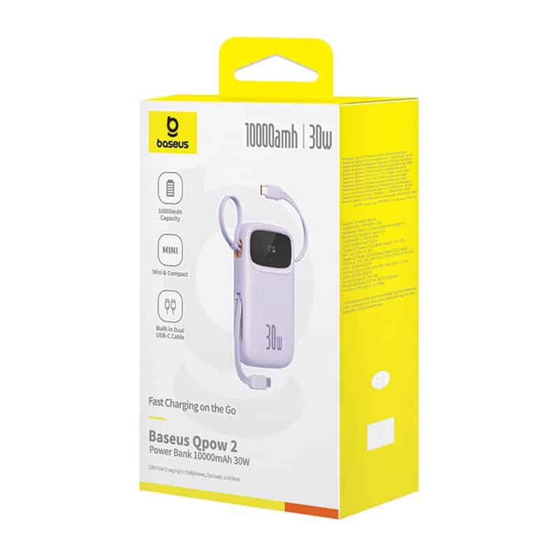 Baseus QPow 2 10000mAh 30W 2xUSB-C Powebank (μωβ) - Image 7