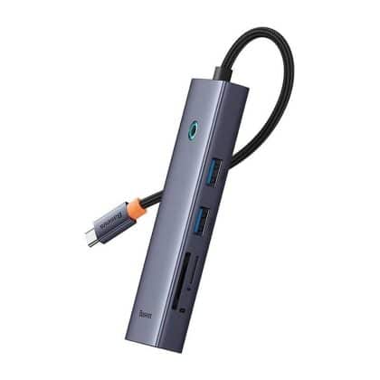 Baseus UltraJoy Hub Type-C σε HDMI, 2x USB, Type-C, RJ45, SD, TF - Γκρι διαστημικό