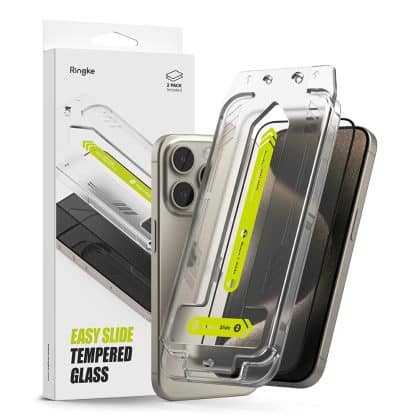 Ringke Προστασία Οθόνης για iPhone 15 Pro (σετ των 2) - Easy Slide Tempered Glass - Διαφανής