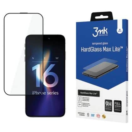 3MK HardGlass Max Lite iPhone 16 Pro 6.3 μαύρο, Fullscreen Glass Lite
