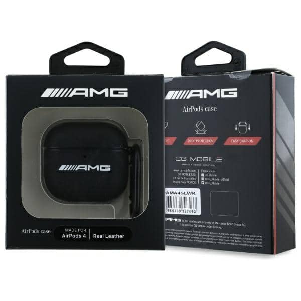 AMG AMA4SLWK θήκη AirPods 4 λευκό δέρμα με μαύρο λογότυπο - Image 3
