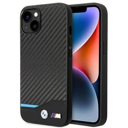 BMW Leather Carbon - θήκη για Apple iPhone 14 - Μαύρο