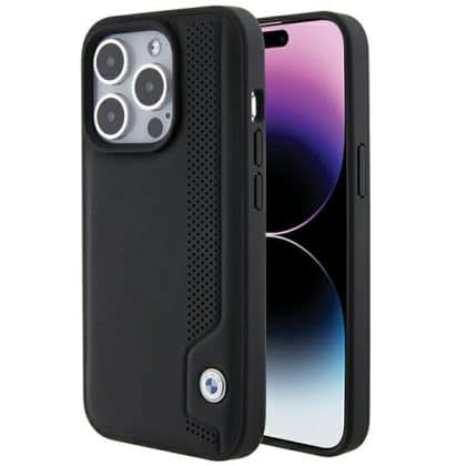 BMW Leather Blue Dots - θήκη για Apple iPhone 15 Pro Max - Μαύρο
