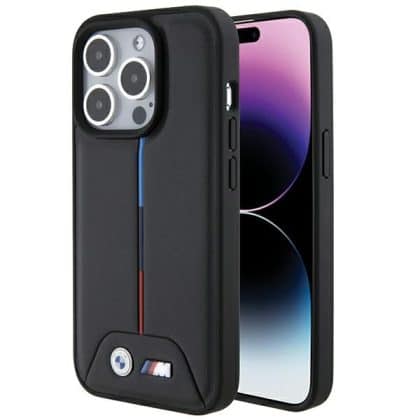 BMW Quilted Tricolor - θήκη για Apple iPhone 15 Pro - Μαύρο