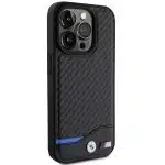 BMW Leather Carbon MagSafe - θήκη για Apple iPhone 15 Pro Max - Μαύρο - Image 4