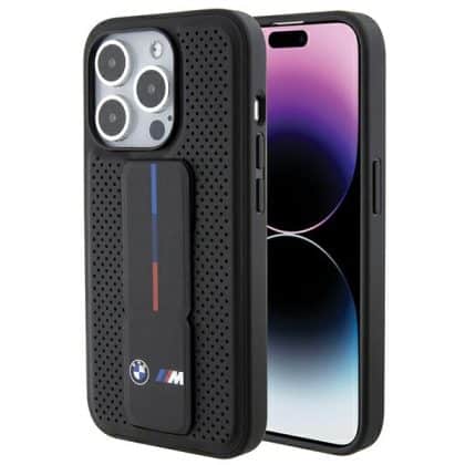 BMW Grip Stand Smooth & Perforated - θήκη για Apple iPhone 15 Pro - Μαύρο