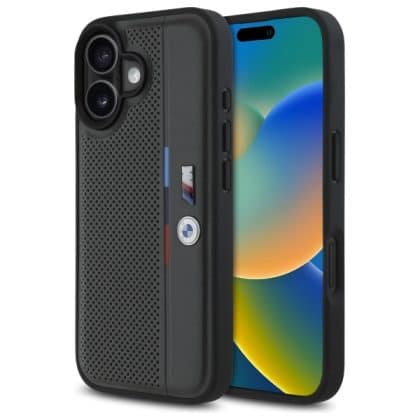 BMW M Perforated Tricolor Detail Line - θήκη για Apple iPhone 16 - Γκρι