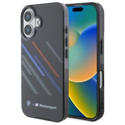 BMW Motorsport IML Random Stripes - θήκη για Apple iPhone 16 Plus - Μαύρο