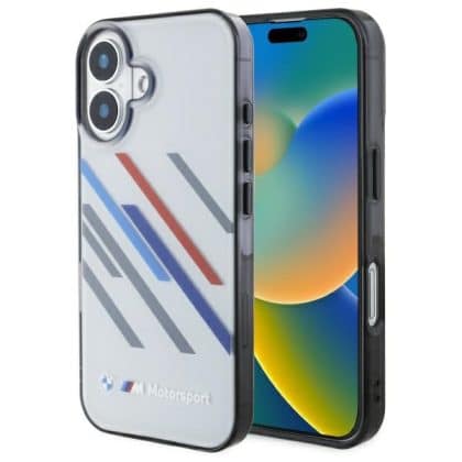 BMW Motorsport IML Random Stripes - θήκη για Apple iPhone 16 - Γκρι