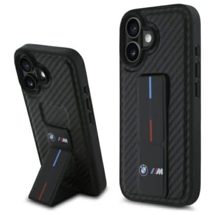BMW M Grip Stand Smooth and Carbon - θήκη για Apple iPhone 16 - Μαύρο