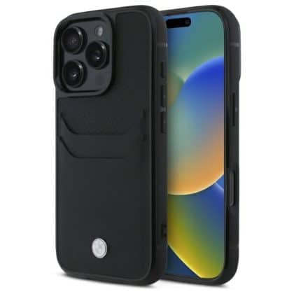 BMW Sign Leather Cardslot - θήκη για Apple iPhone 16 Pro Max - Μαύρο