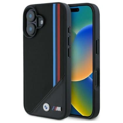 BMW M Meshed Tricolor Stripes MagSafe - θήκη για Apple iPhone 16 - Μαύρο