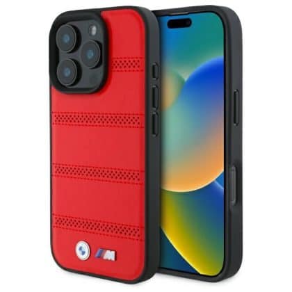 BMW M Perforated And Stitched Line MagSafe - θήκη για Apple iPhone 16 Pro Max - Κόκκινο
