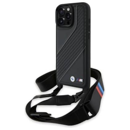 BMW M Edition Carbon Stripe & Strap - θήκη για Apple iPhone 16 Pro Max - Μαύρο